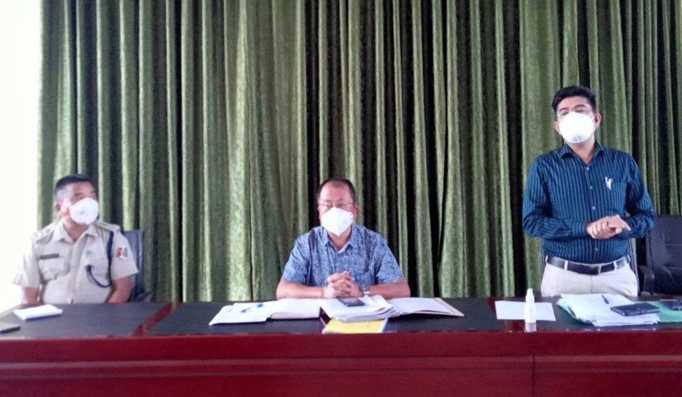 DC Kiphire Rahul Mali, IAS addressing the Head of Offices, Kiphire meeting on COVID-19 activities and strategies on vaccination drive held on June 22. (DIPR Photo)